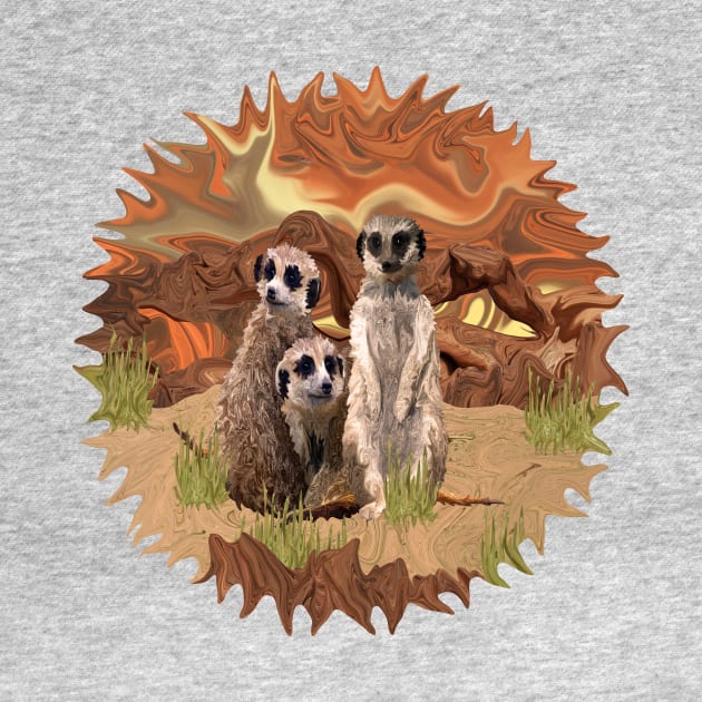Three Meerly Meerkats by distortionart